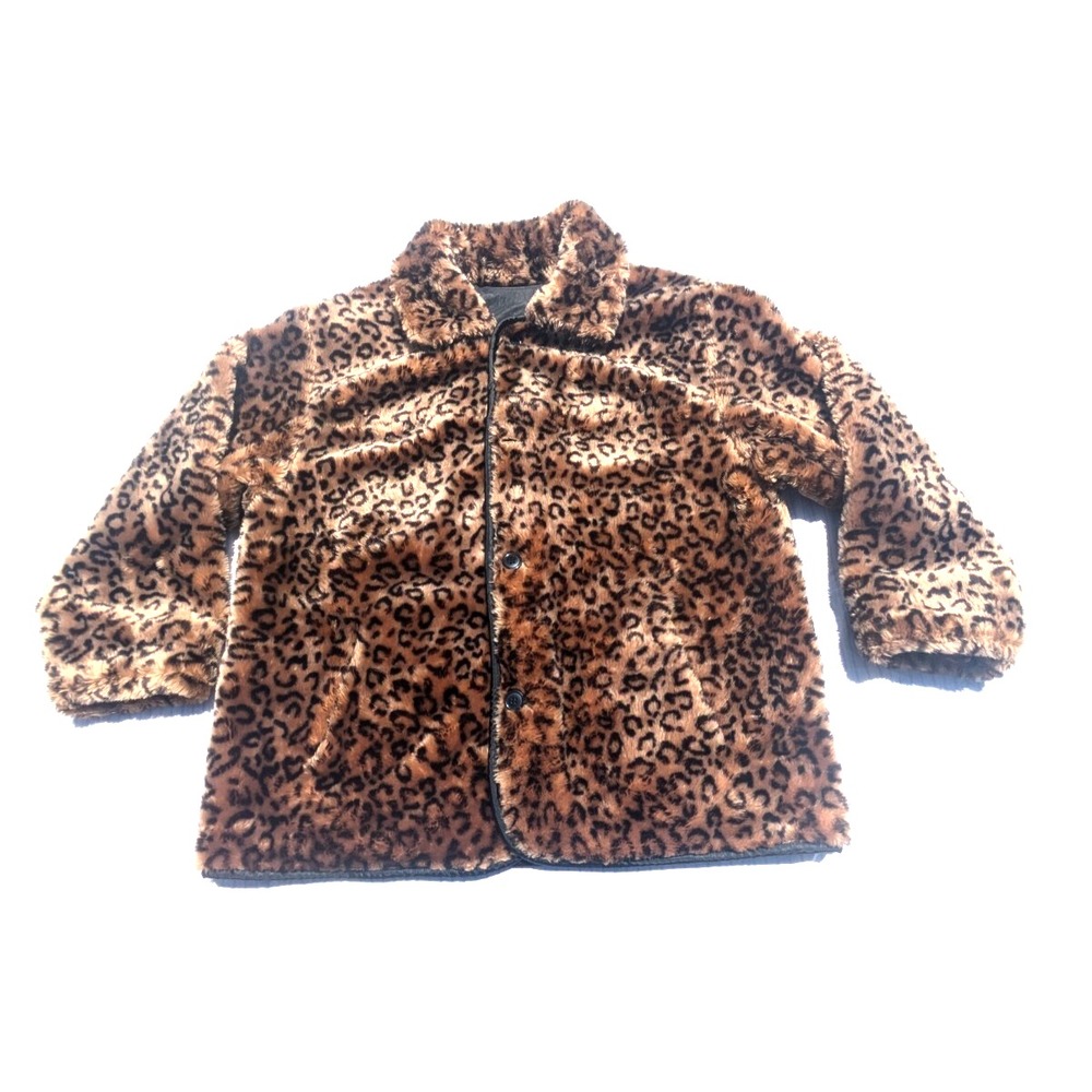 Vintage White Stag Women's Polyvinyl & Faux Fur Reversible‎ Jacket Sz 1x 16w